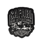 Sticker with various big game animals  and SAFARI CLUB INTERNATIONAL FIRST FOR HUNTERS text