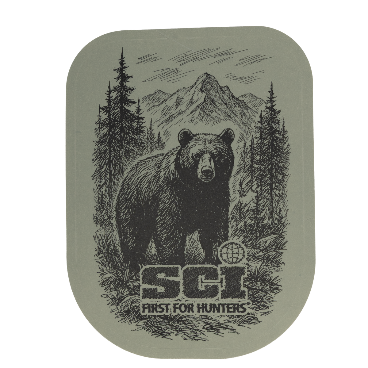 sticker with image of bear and SCI logo
