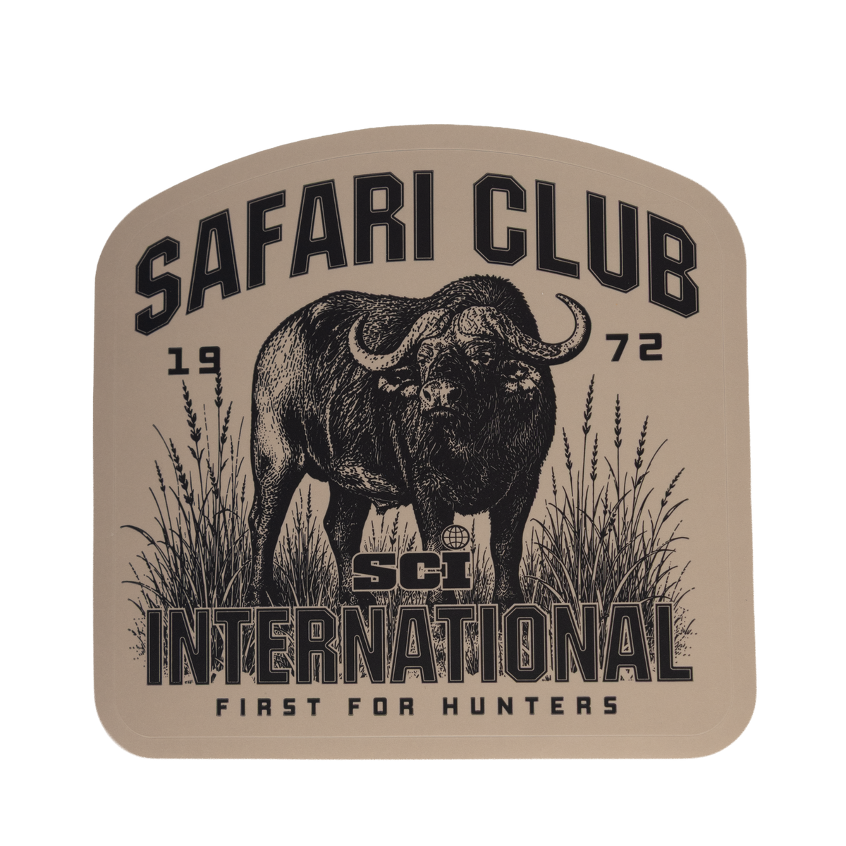 Sticker with SCI logo and image of a buffalo