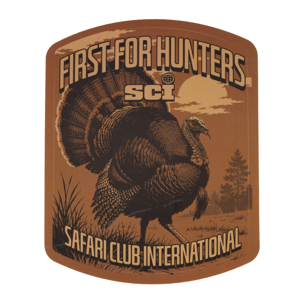 Sticker with SCI logo and image of turkey