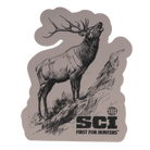 Sticker featuring charcoal drawn animal with SCI logo