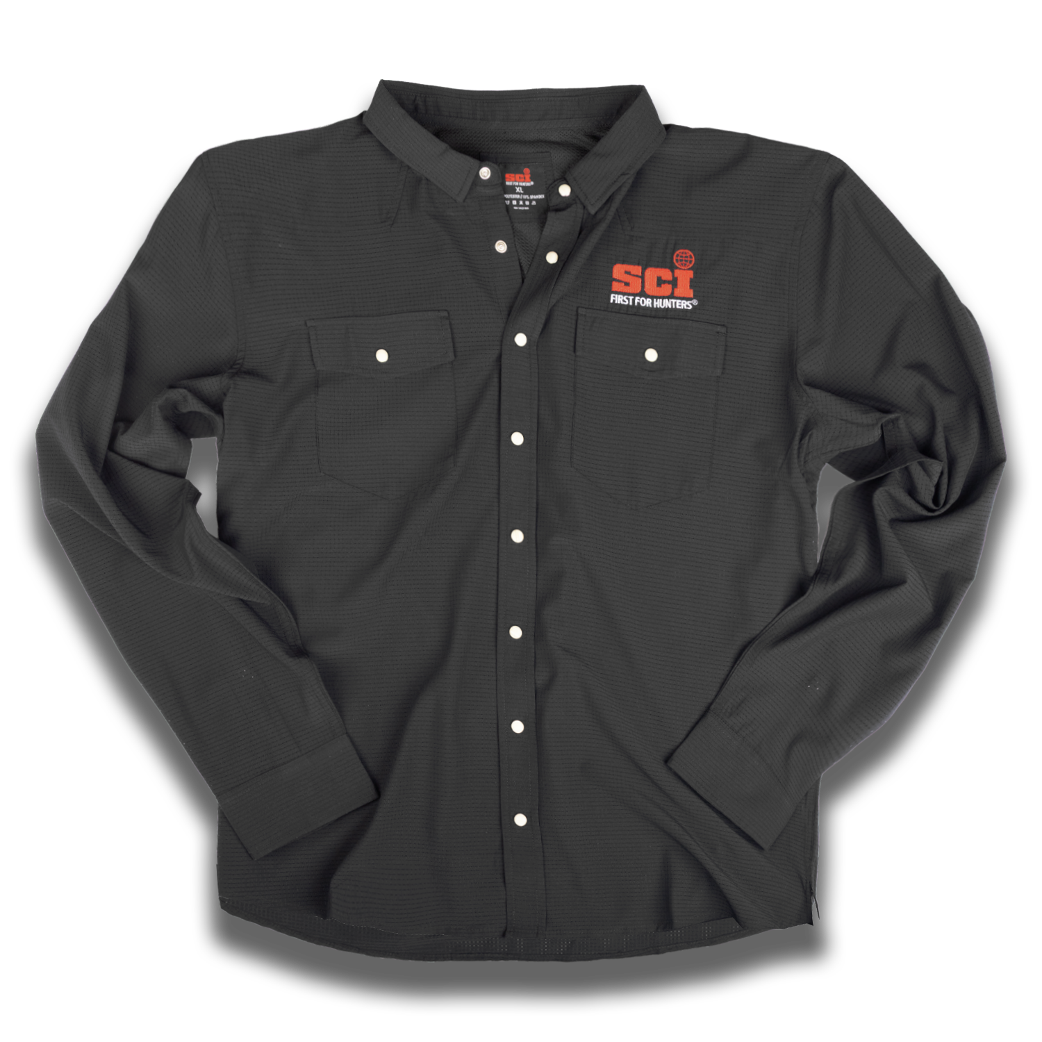 Black longsleeve airflow shirt with SCI logo on left chest