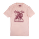 Pink t-shirt with a lion graphic and text on a white background