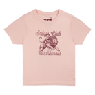youth pink shirt with graphic of a lion with text "Safari Club International"
