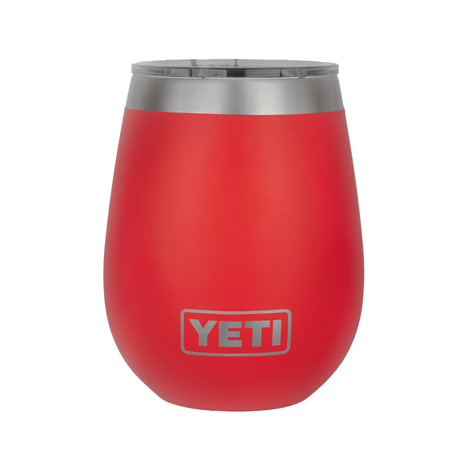 Red YETI wine tumbler on a white background
