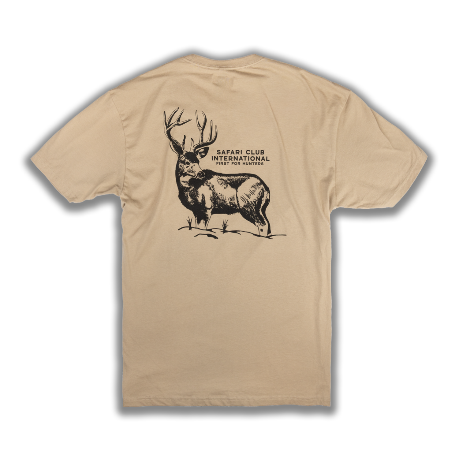 Khaki tee with SCI deer graphic