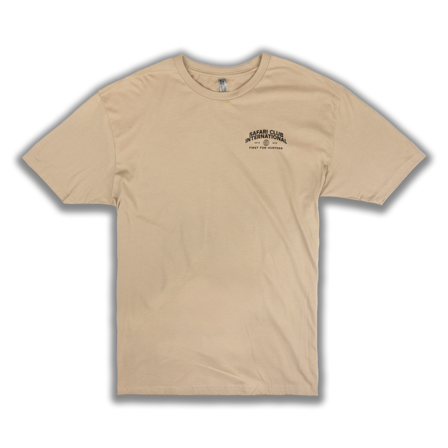 Khaki tee with SCI logo on left chest